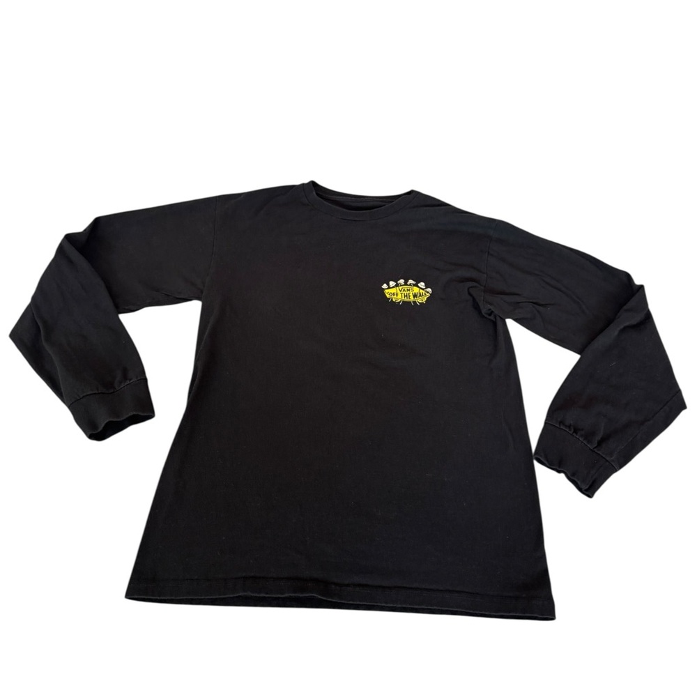 Vans T Shirt Men's Small Black Long Sleeve Graphic Double Sided Skater Logo